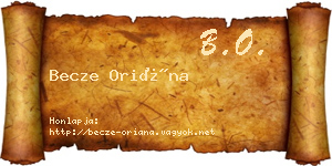 Becze Oriána névjegykártya